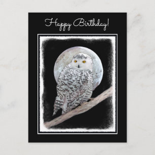 Snowy Owl and Moon Painting - Original Bird Art Briefkaart