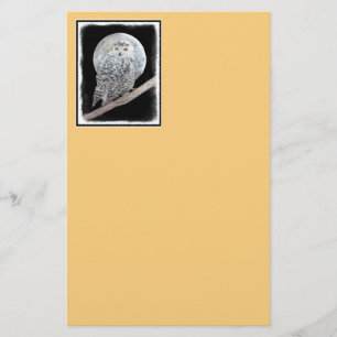 Snowy Owl and Moon Painting - Original Bird Art Briefpapier