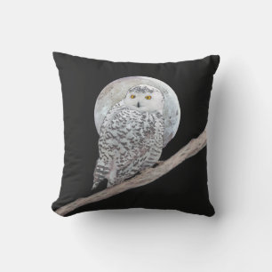 Snowy Owl and Moon Painting - Original Bird Art Buitenkussen