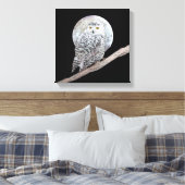 Snowy Owl and Moon Painting - Original Bird Art Canvas Afdruk (Insitu (Slaapkamer))