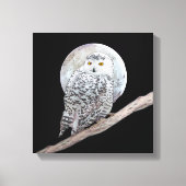Snowy Owl and Moon Painting - Original Bird Art Canvas Afdruk (Voorkant)
