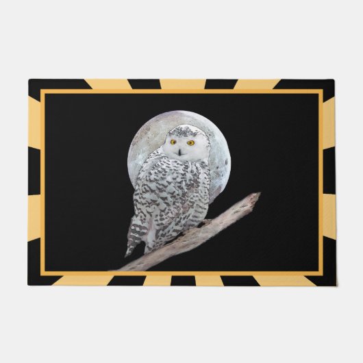 Snowy Owl and Moon Painting - Original Bird Art Deurmat (Voorkant)