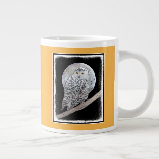 Snowy Owl and Moon Painting - Original Bird Art Grote Koffiekop (Rechts)