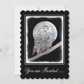 Snowy Owl and Moon Painting - Original Bird Art Kaart (Voorkant)