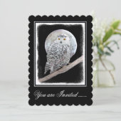Snowy Owl and Moon Painting - Original Bird Art Kaart (Staand voorkant)