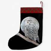 Snowy Owl and Moon Painting - Original Bird Art Kleine Kerstsok (Achterkant)