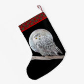 Snowy Owl and Moon Painting - Original Bird Art Kleine Kerstsok (Achterkant (Hangend))