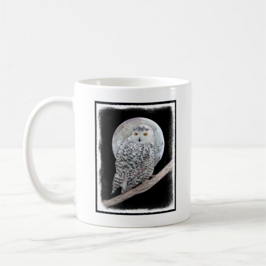 Snowy Owl and Moon Painting - Original Bird Art Koffiemok (Links)