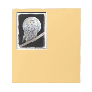 Snowy Owl and Moon Painting - Original Bird Art Notitieblok