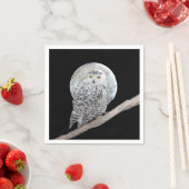Snowy Owl and Moon Painting - Original Bird Art Servet (Insitu)