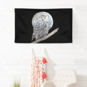 Snowy Owl and Moon Painting - Original Bird Art Spandoek (Insitu)