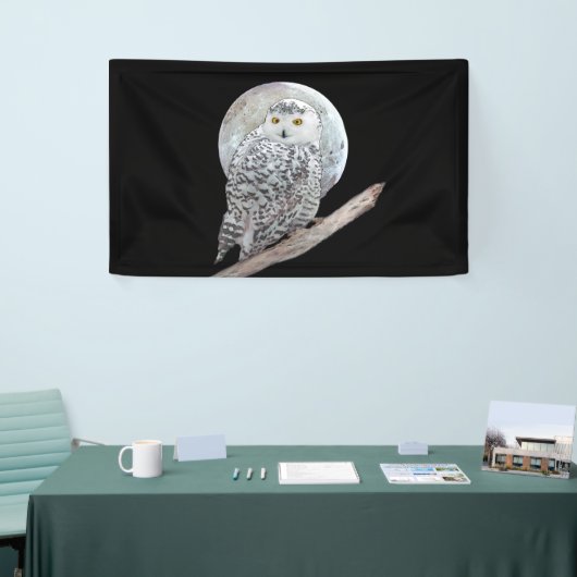 Snowy Owl and Moon Painting - Original Bird Art Spandoek (Beurs)