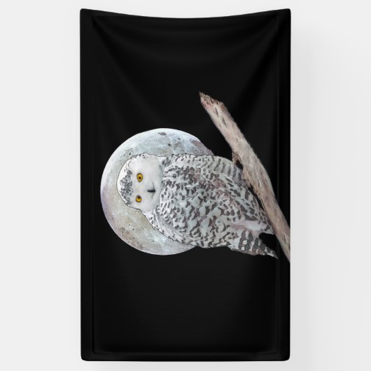 Snowy Owl and Moon Painting - Original Bird Art Spandoek (Verticaal)