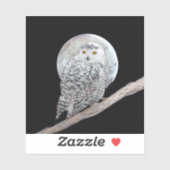 Snowy Owl and Moon Painting - Original Bird Art Sticker (Vel)