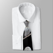 Snowy Owl and Moon Painting - Original Bird Art Stropdas (Gebonden)