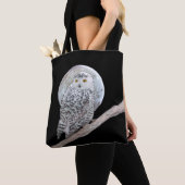 Snowy Owl and Moon Painting - Original Bird Art Tote Bag (Dichtbij)