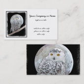 Snowy Owl and Moon Painting - Original Bird Art Visitekaartje (Voorkant / Achterkant)