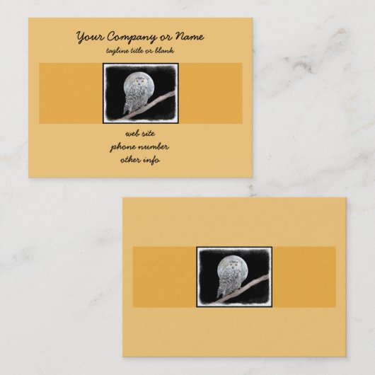 Snowy Owl and Moon Painting - Original Bird Art Visitekaartje (Voorkant / Achterkant)