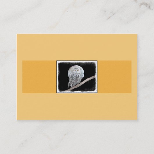 Snowy Owl and Moon Painting - Original Bird Art Visitekaartje (Achterkant)