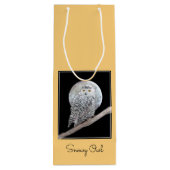 Snowy Owl and Moon Painting - Original Bird Art Wijn Cadeautas (Achterkant)