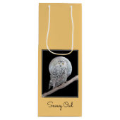 Snowy Owl and Moon Painting - Original Bird Art Wijn Cadeautas (Voorkant)