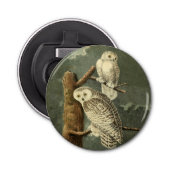 Snowy Owl Audubon Bird Artwork Button Flesopener (Voorkant)