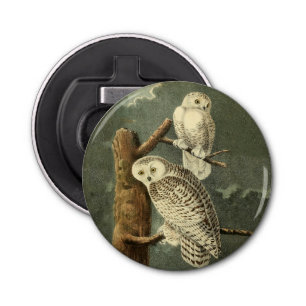 Snowy Owl Audubon Bird Artwork Button Flesopener