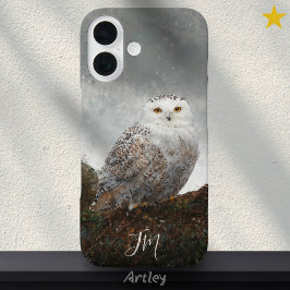 Snowy Owl Bird Painting Custom Name Vogelspotten iPhone 16 Hoesje