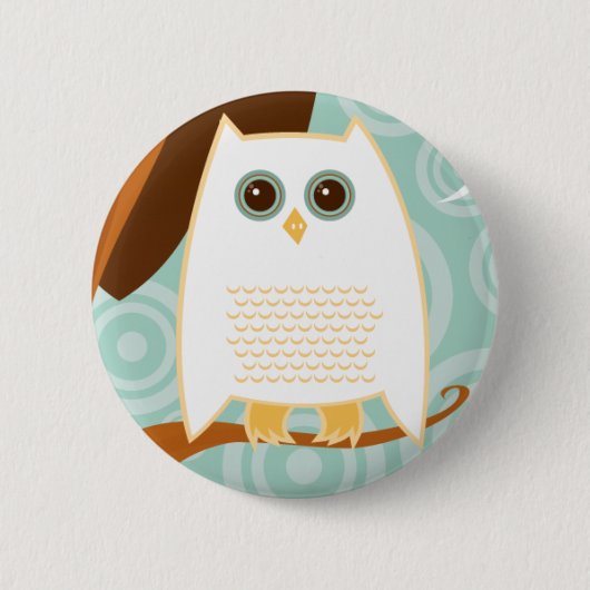 Snowy Owl Blue Button (Voorkant)