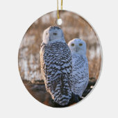 Snowy Owl Couple Keramisch Ornament (Links)