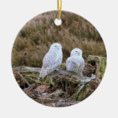 Snowy Owl Couple Keramisch Ornament (Voorkant)