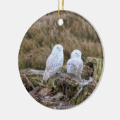 Snowy Owl Couple Keramisch Ornament (Links)