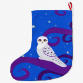 Snowy Owl Crescent Moon Night Forest Art Grote Kerstsok (Achterkant)