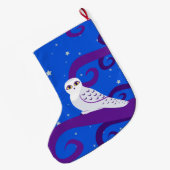 Snowy Owl Crescent Moon Night Forest Art Grote Kerstsok (Achterkant (Hangend))