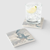 Snowy Owl die uit sneeuw gaat Stenen Onderzetter (Zijkant)