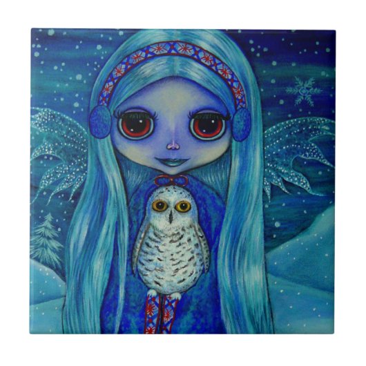 Snowy Owl Fairy Tegeltje (Voorkant)