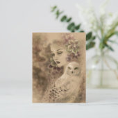 Snowy Owl Fantasy Art Briefkaart (Staand voorkant)