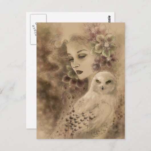 Snowy Owl Fantasy Art Briefkaart (Voorkant / Achterkant)