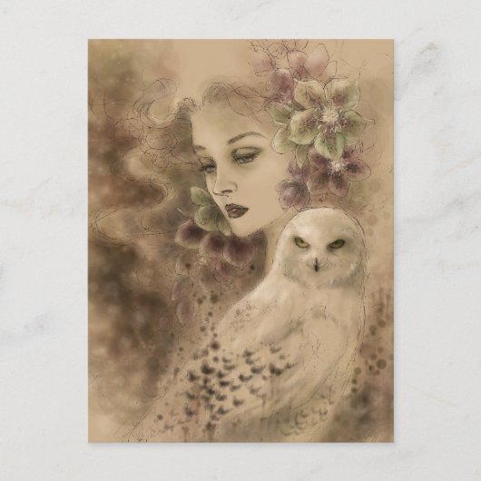 Snowy Owl Fantasy Art Briefkaart (Voorkant)