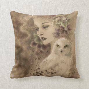 Snowy Owl Fantasy Illustration Pillow Kussen