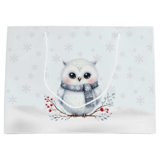 Snowy Owl Gift Bag Groot Cadeauzakje (Voorkant)
