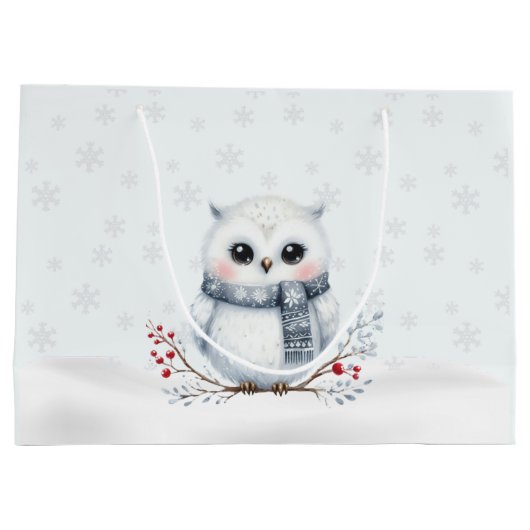 Snowy Owl Gift Bag Groot Cadeauzakje (Achterkant)