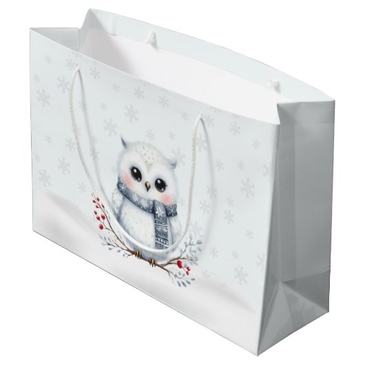 Snowy Owl Gift Bag Groot Cadeauzakje (Achterkant Gekanteld)