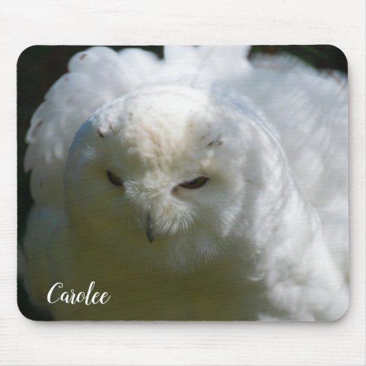 Snowy Owl Goes Floof Bird Lover Custom Name Muismat (Voorkant)