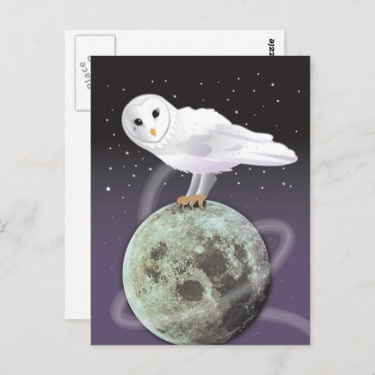 Snowy owl in het moonlicht briefkaart (Voorkant / Achterkant)