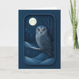 Snowy Owl in Moonlight Card Kaart