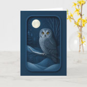 Snowy Owl in Moonlight Card Kaart (Gele Bloem)