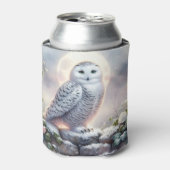 Snowy Owl in Moonlit Winter Garden Blikjeskoeler (Blikje Voorkant)