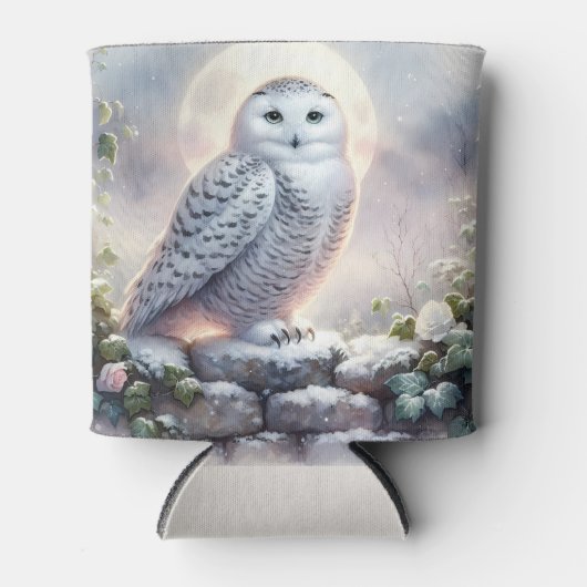 Snowy Owl in Moonlit Winter Garden Blikjeskoeler (Voorkant)