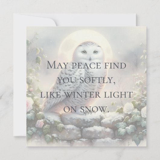 Snowy Owl in Moonlit Winter Garden Kaart (Achterkant)